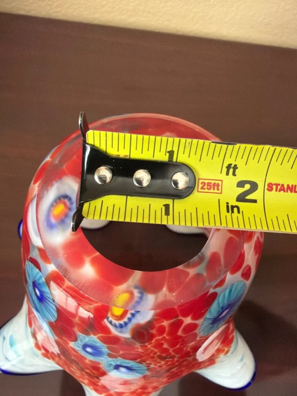 Hand Blown Murano Style Millefiori Art Glass Lamp Shade 1⅝" Fitter Ruffled Rim - Picture 10 of 10